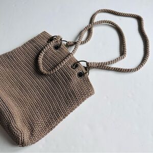 Vintage 90s Tan Woven Shoulder Bag
